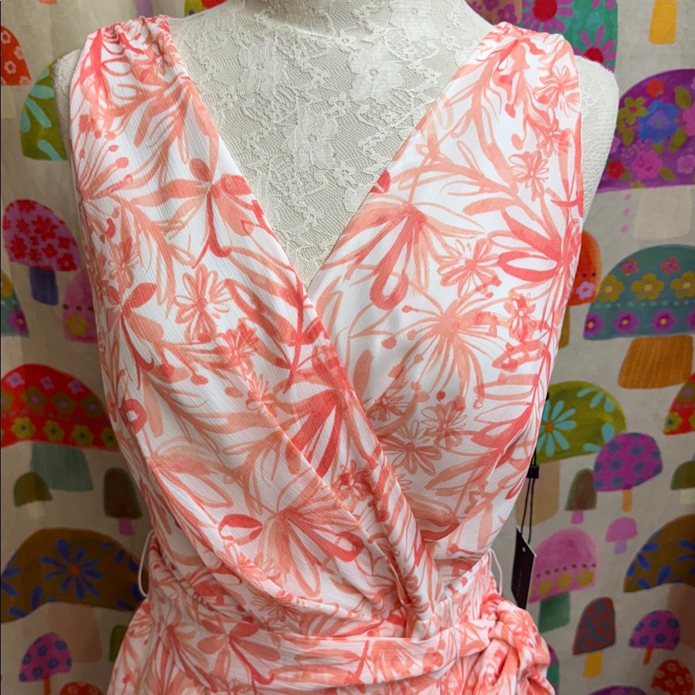 Tommy Hilfiger Sleeveless Layered Faux Wrap Floral Dress. Size 6. NWT - Picture 2 of 11